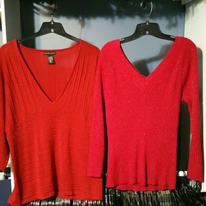 Womens XL Sparkly Red Tops